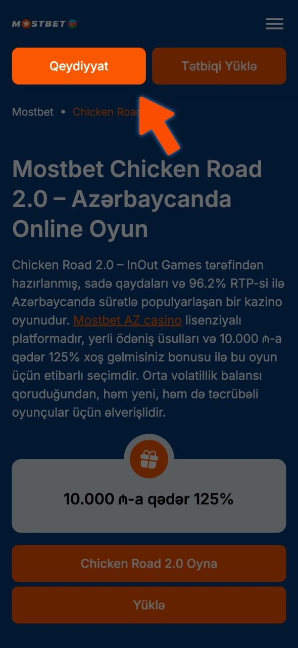 Mostbet-də qeydiyyat formasını doldurmaq üçün düyməni basın.