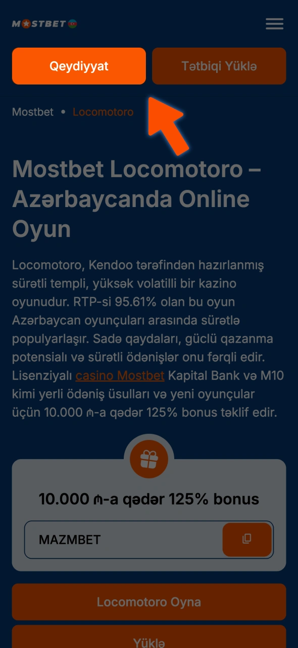 Locomoto oyununu oynamaq üçün Mostbet kazinosunda qeydiyyatdan keçin.