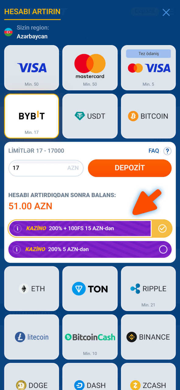 Qeydiyyat bonusunu seçin və Mostbet hesabınızı artırın.